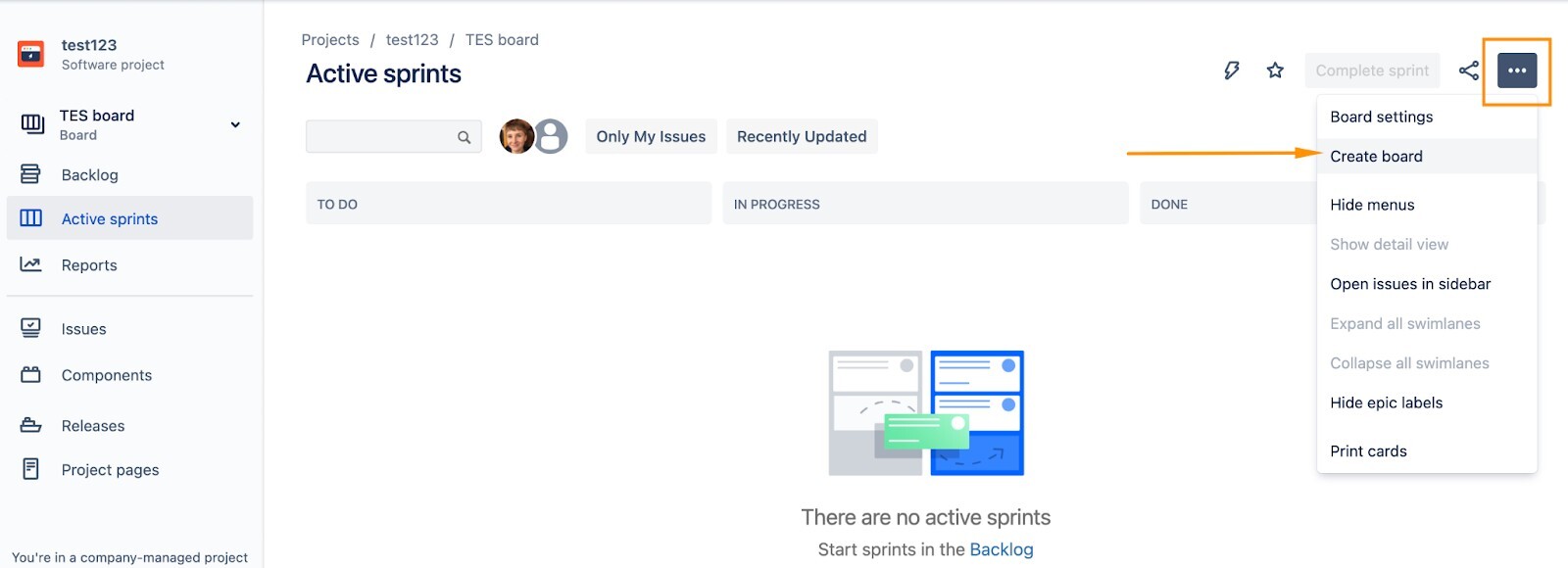create agile board in jira 