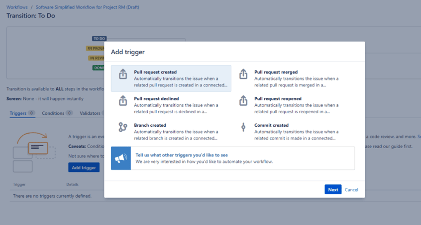 Set up status triggers