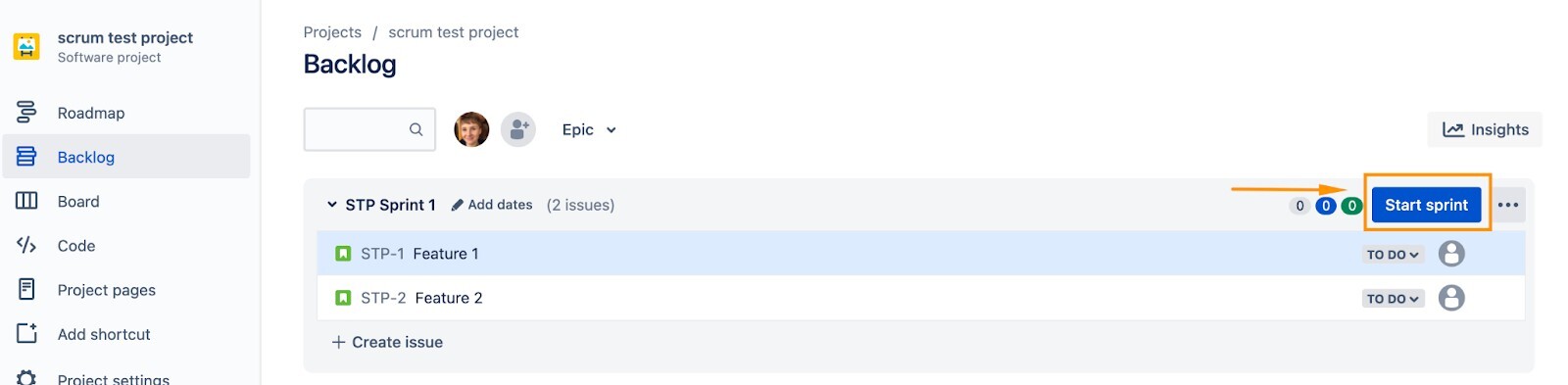 start sprint in jira agile 