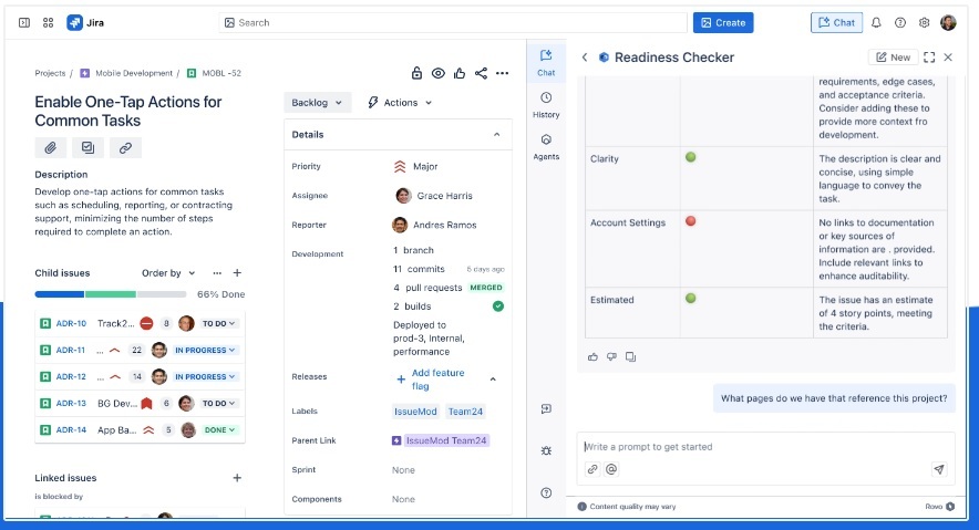 Atlassian Rovo - one tap actions for common tasks
