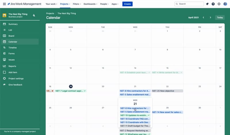 Jira work management calendar