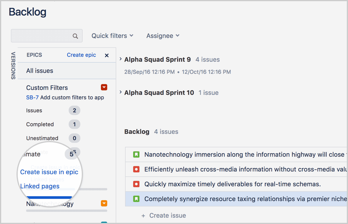 Jira Epic Linked Pages
