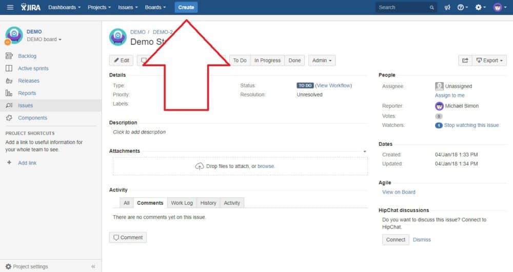 tutorial create an issue