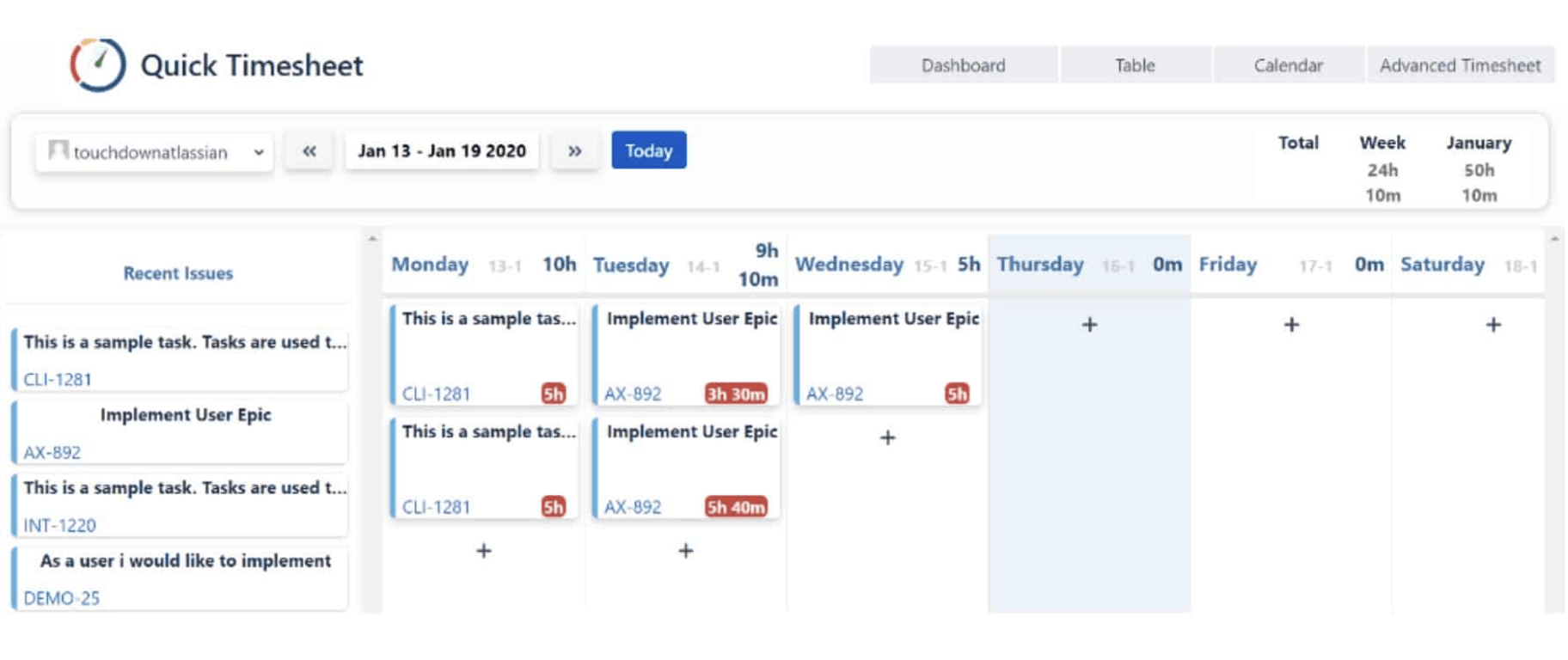 timesheet tracking for jira