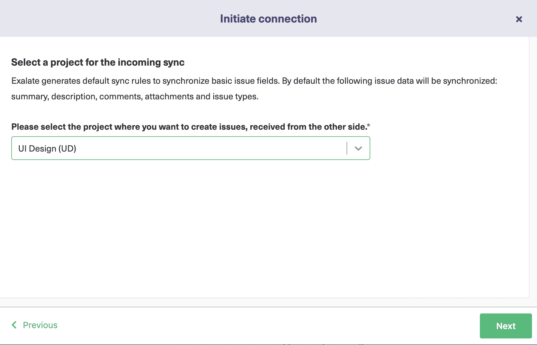 Select project on the Jira cloud side