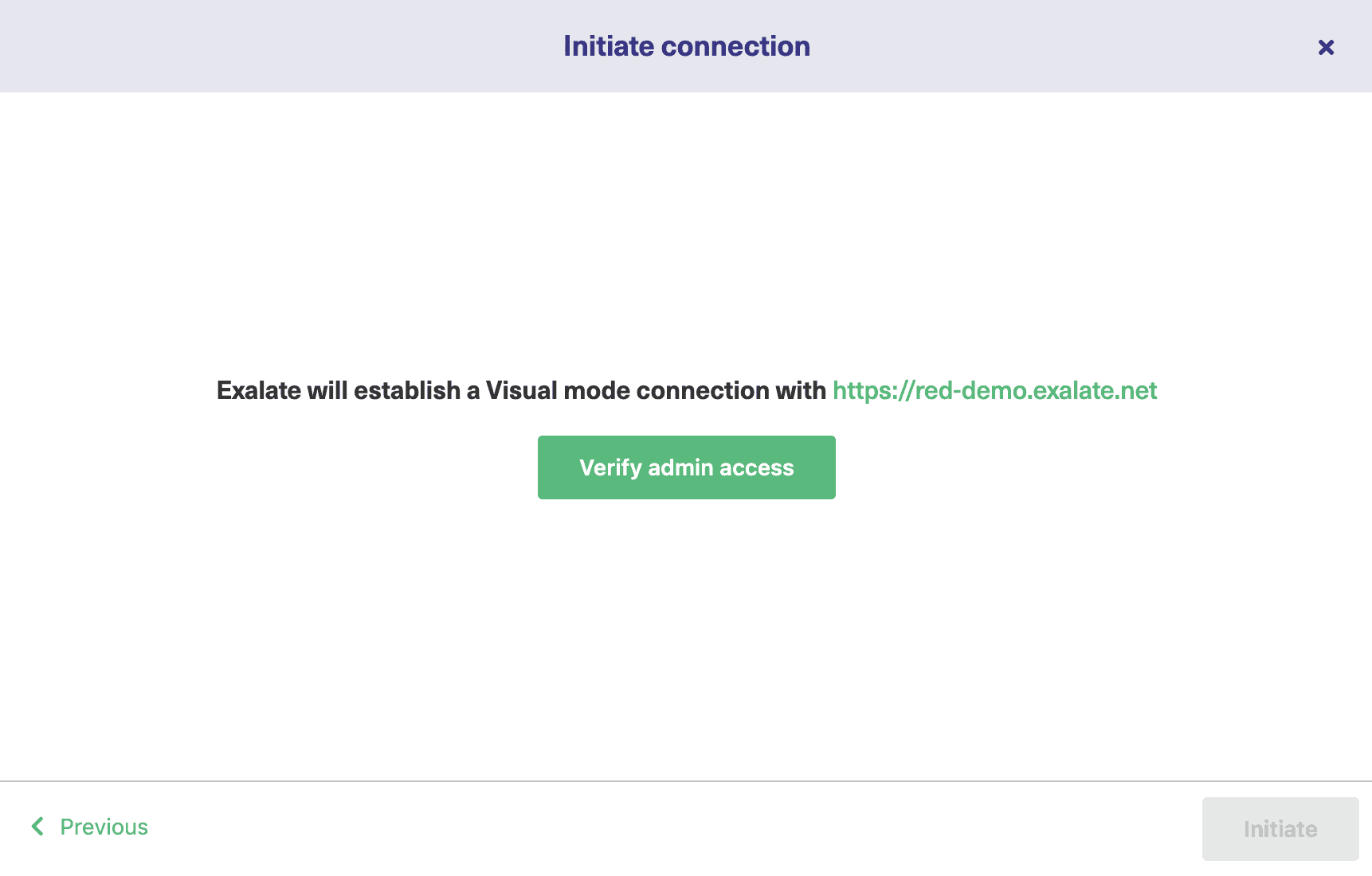 Admin access verification in Visual Mode