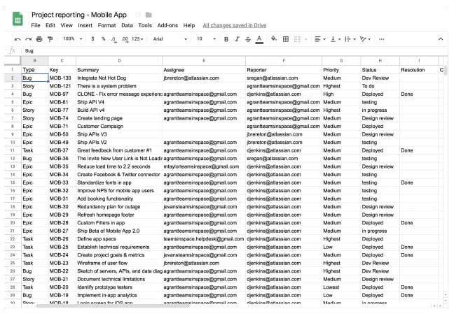 Jira work management sheet reporting