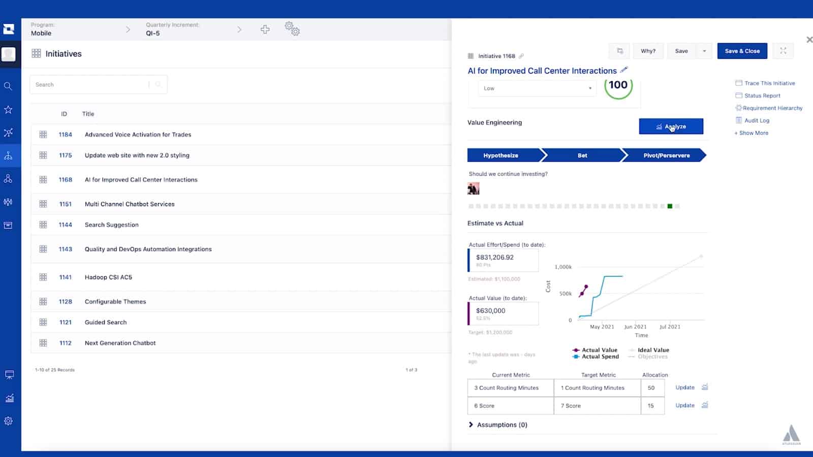Jira Align Value Engineering Form