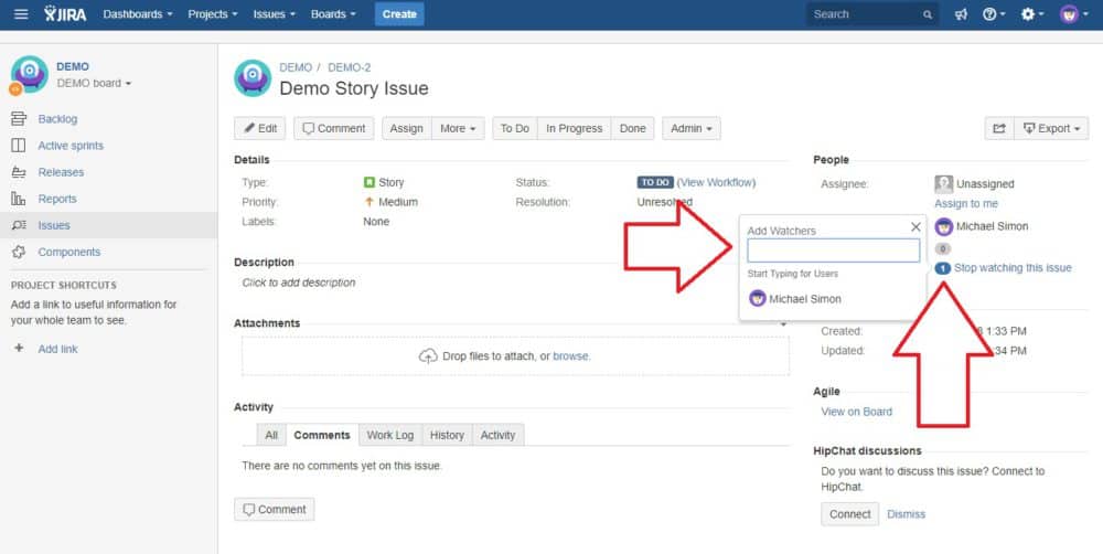 Watching Issues in Jira