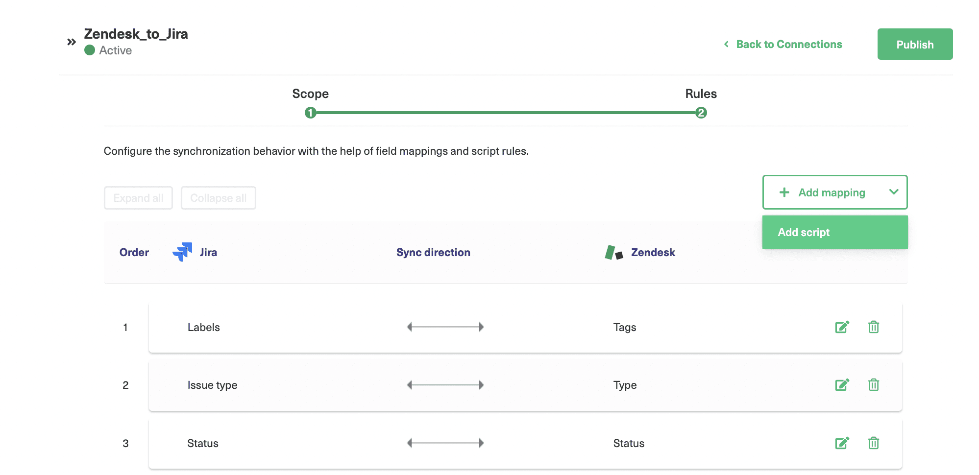 jira Zendesk visual sync rules 