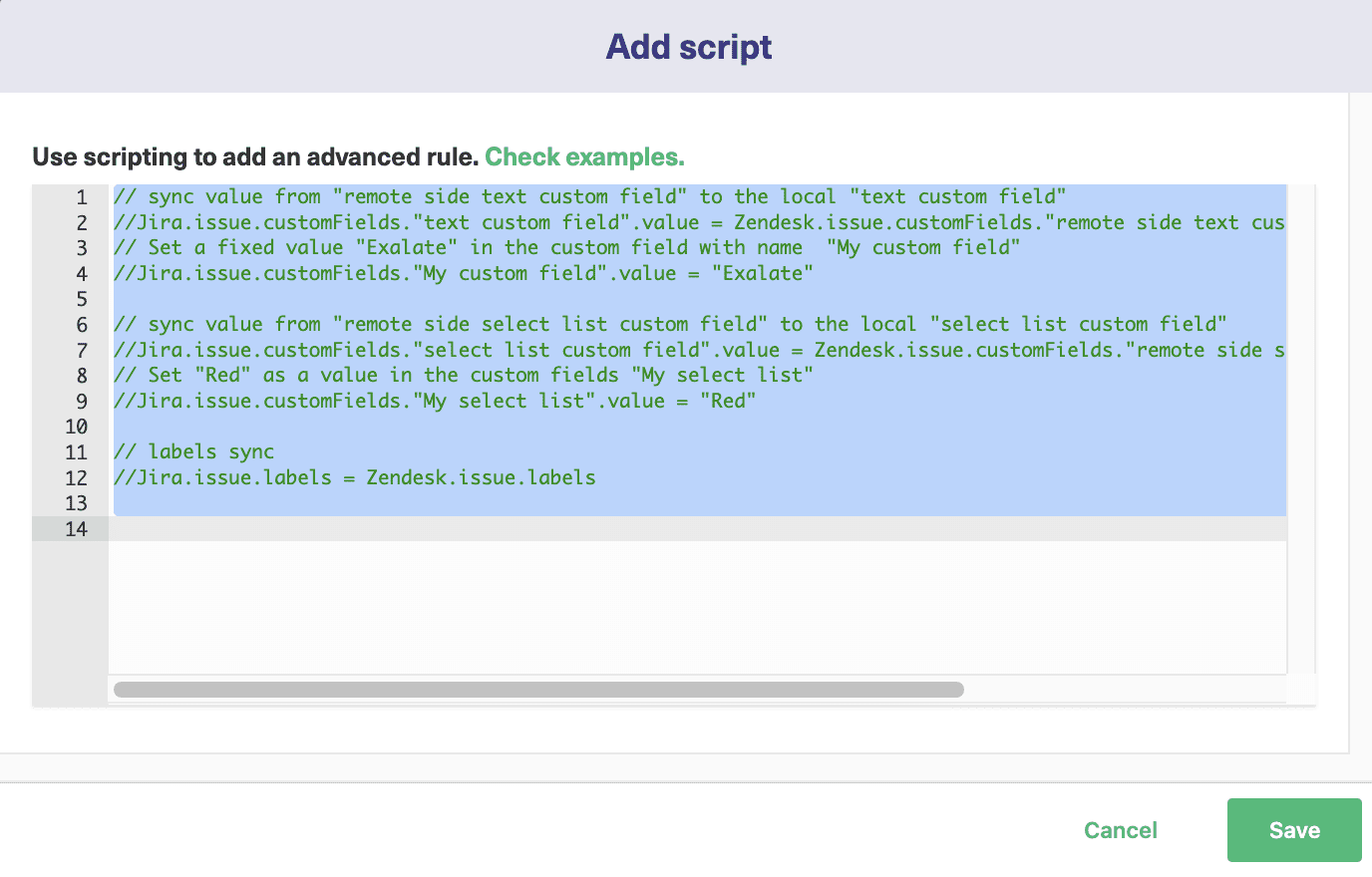 add script to visual connection 