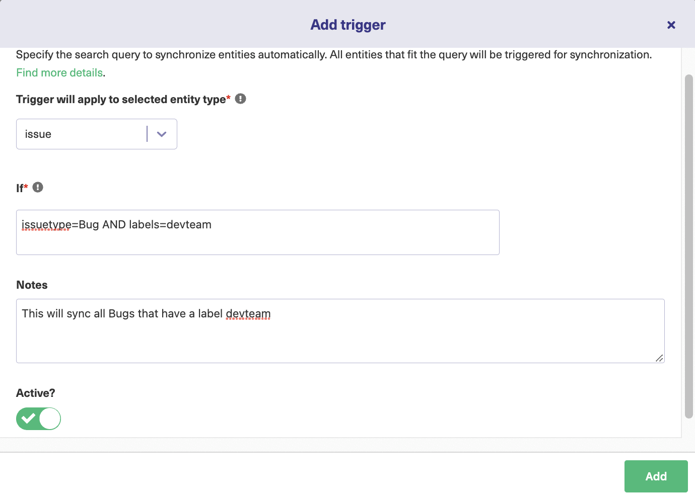 add triggers to a Jira GitHub Enterprise integration 