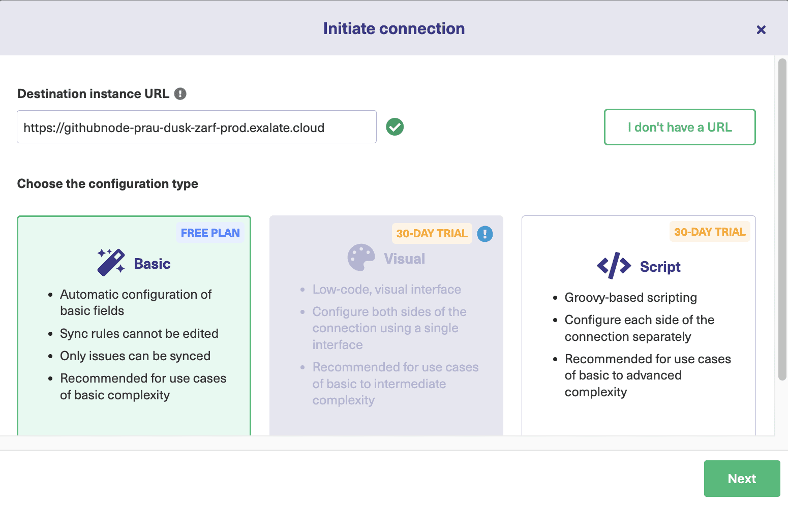 Exalate configuration modes 