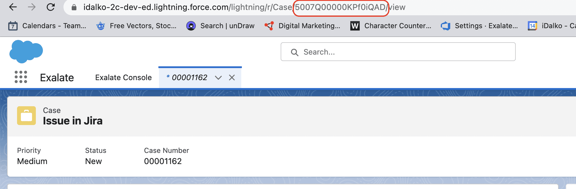 Salesforce case number 
