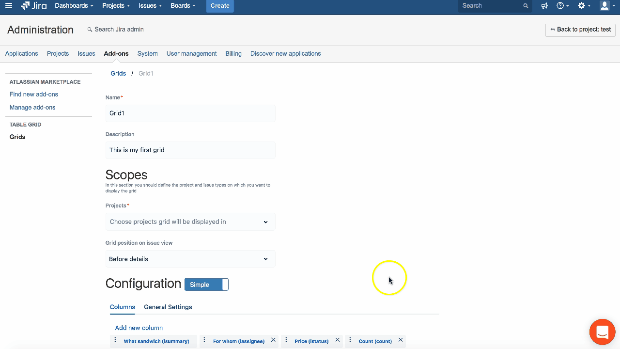 Table Grid over multiple projects