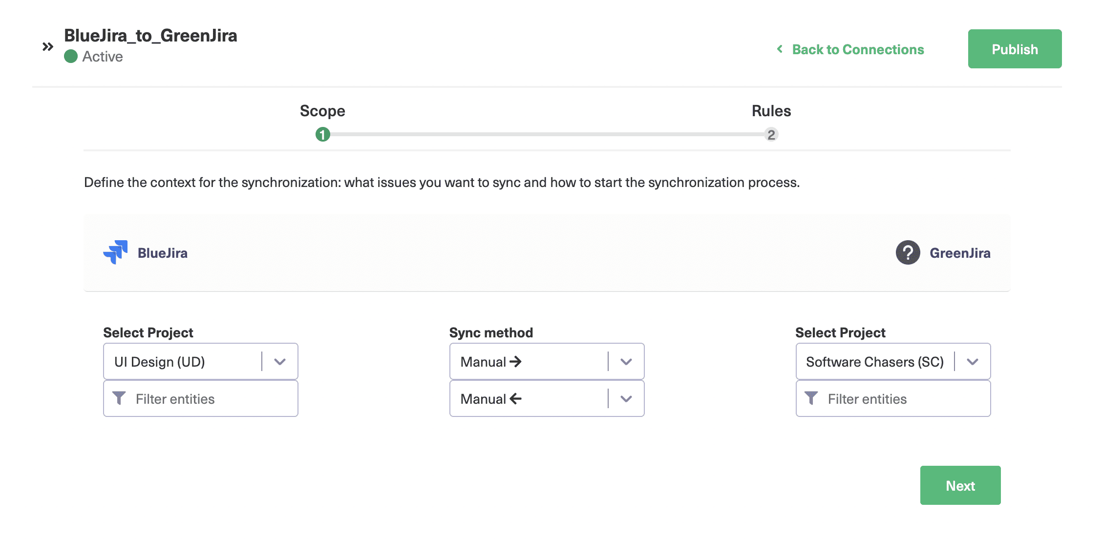 configure jira sync Exalate visual mode