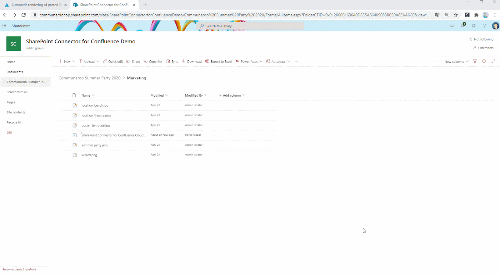 Automatic rendering of pasted SharePoint document URLs in Confluence Cloud 