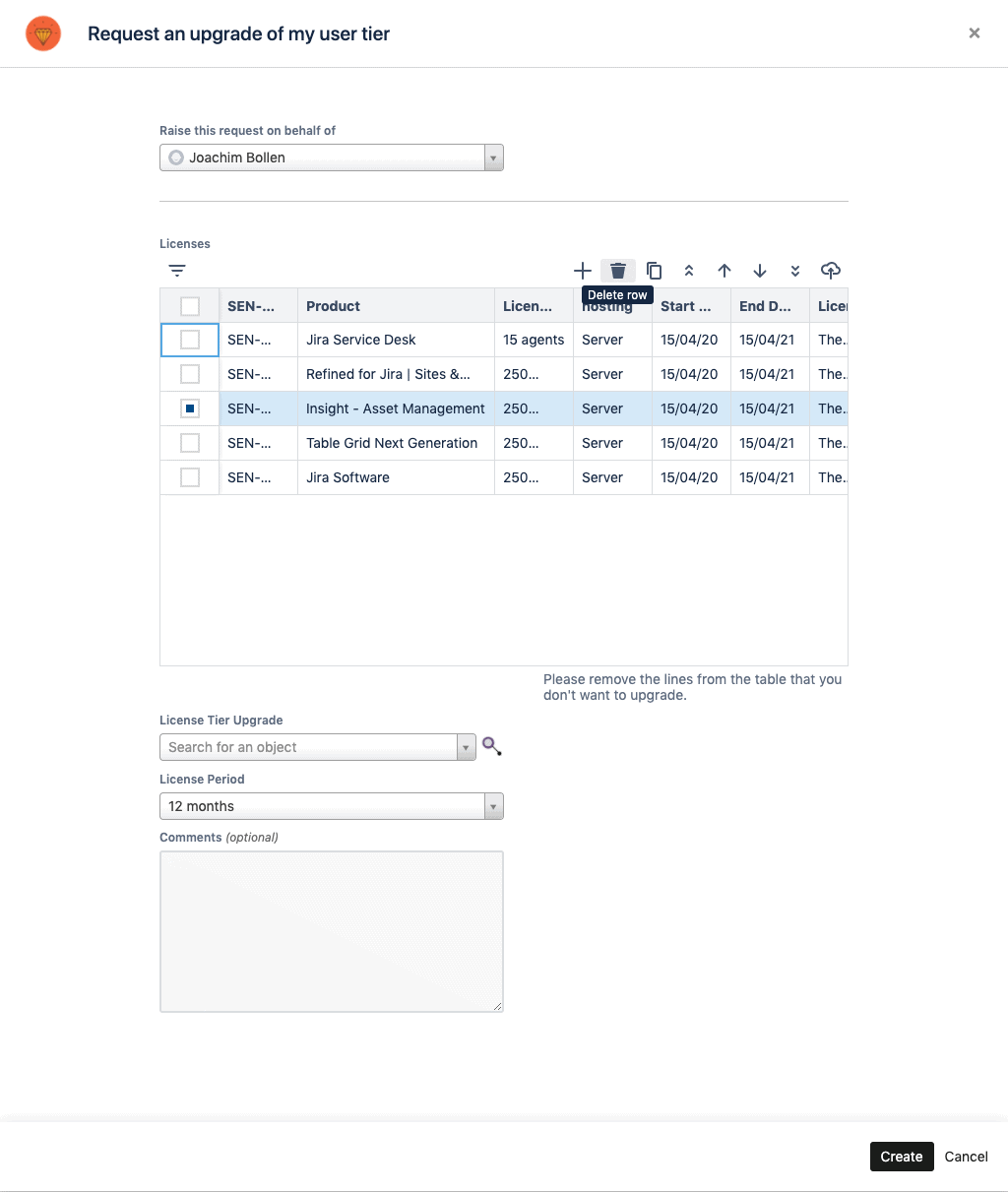 request license update