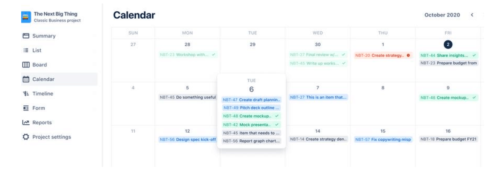 JWM calendar view board