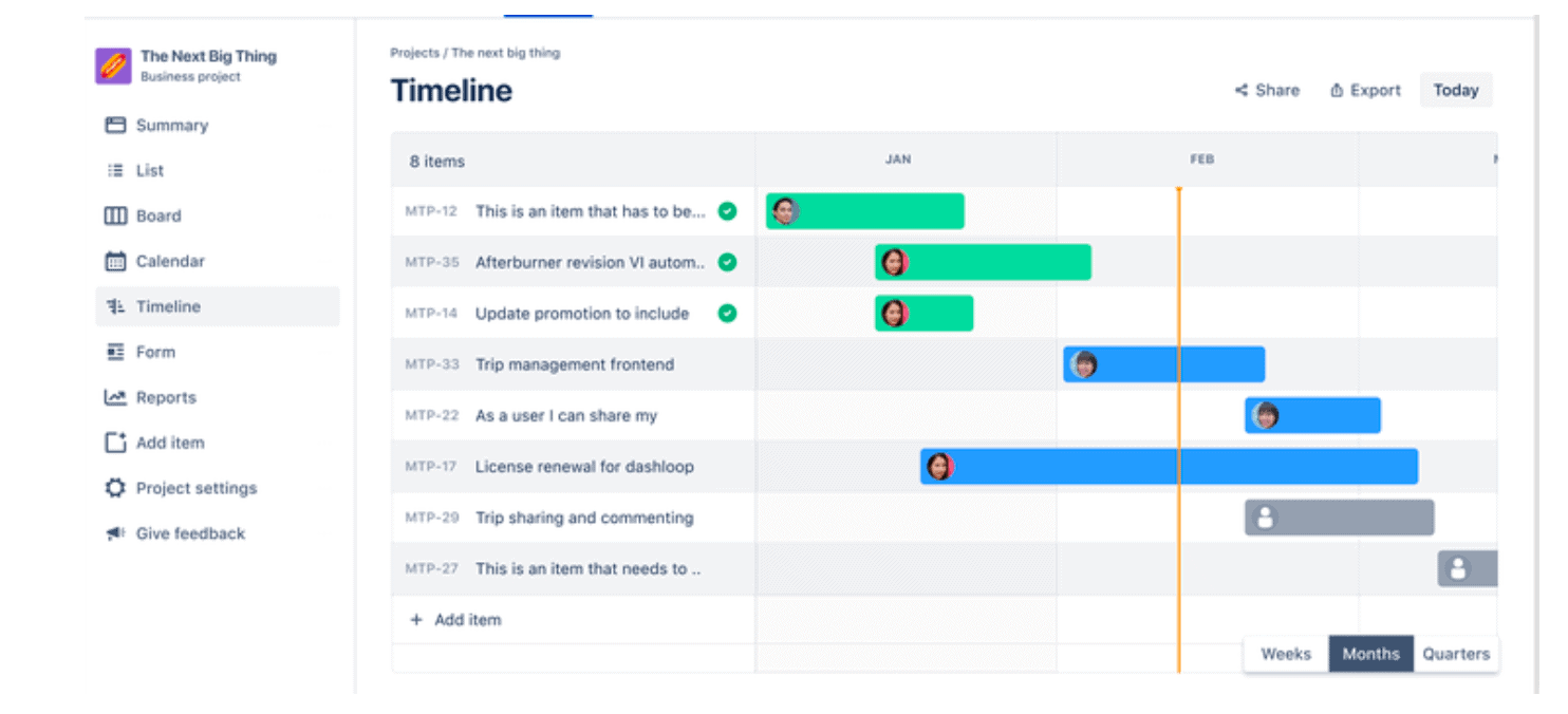 jira work management timeline