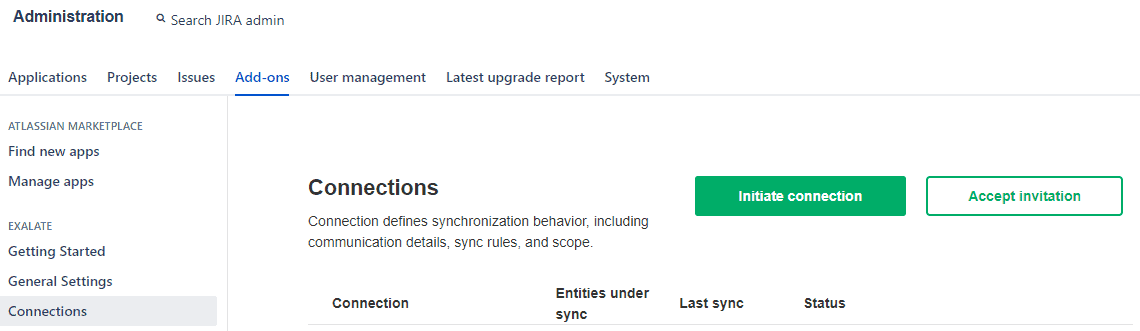 initiate connection on jira server 