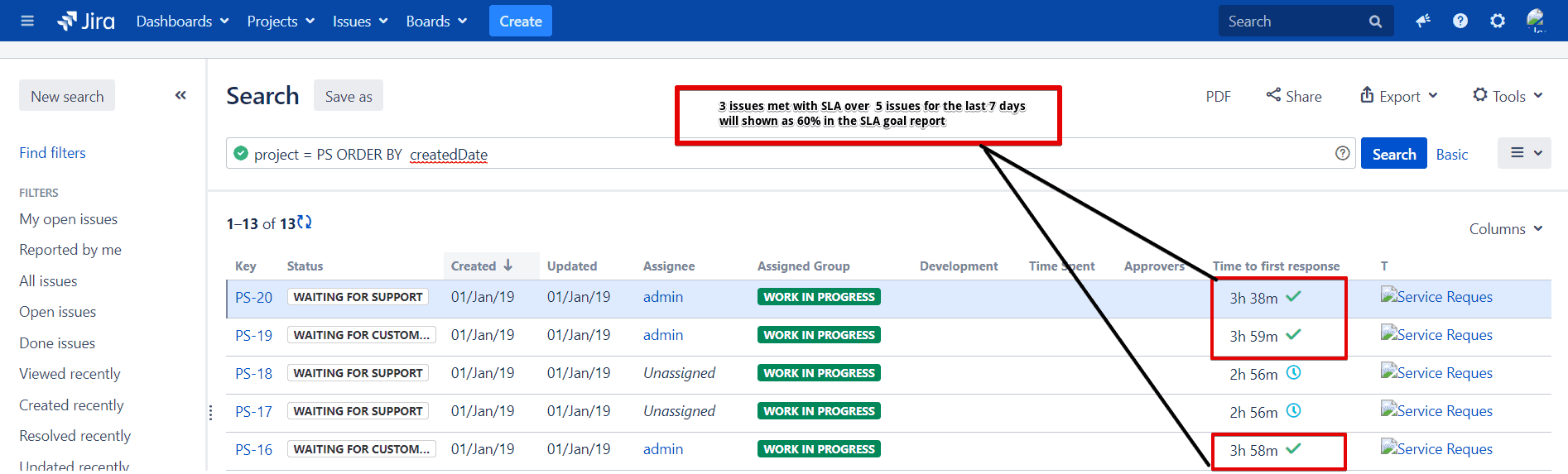 Jira Service Management sla
