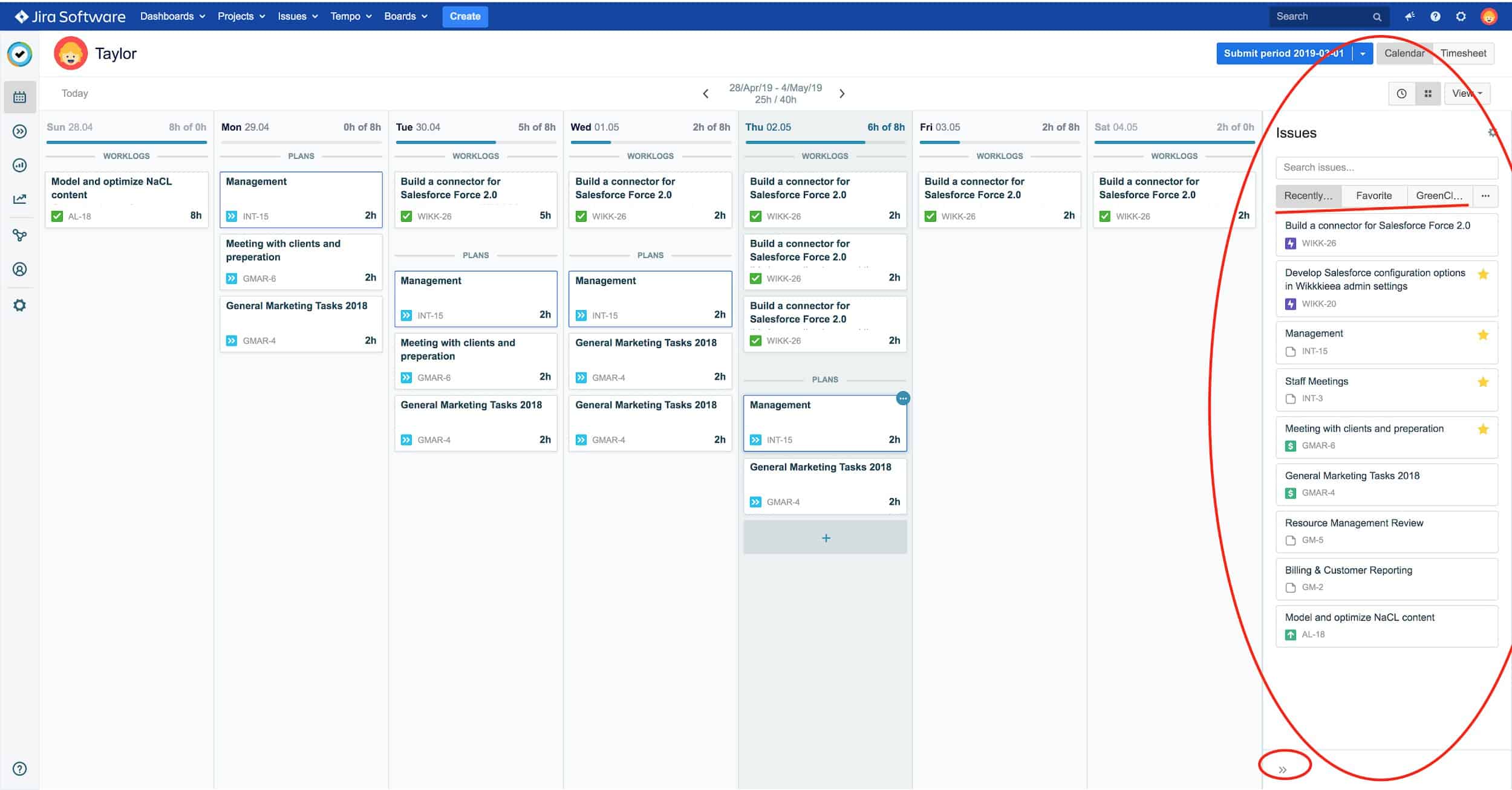 Tempo timesheets app