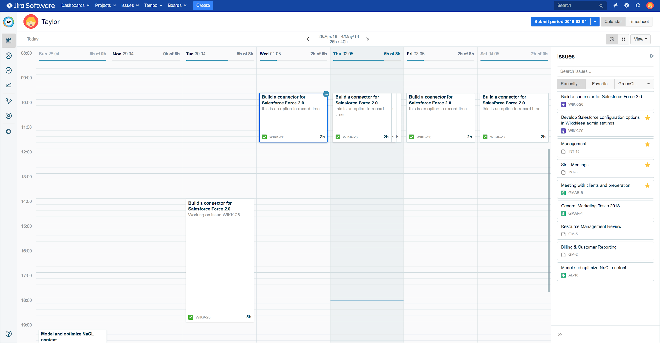 Fusing an agenda and a timesheet jira