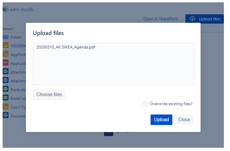 upload files Sharepoint connector for confluence 