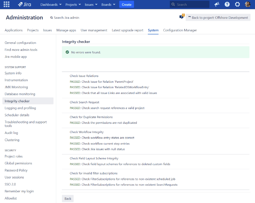 jira integrity checker test instance