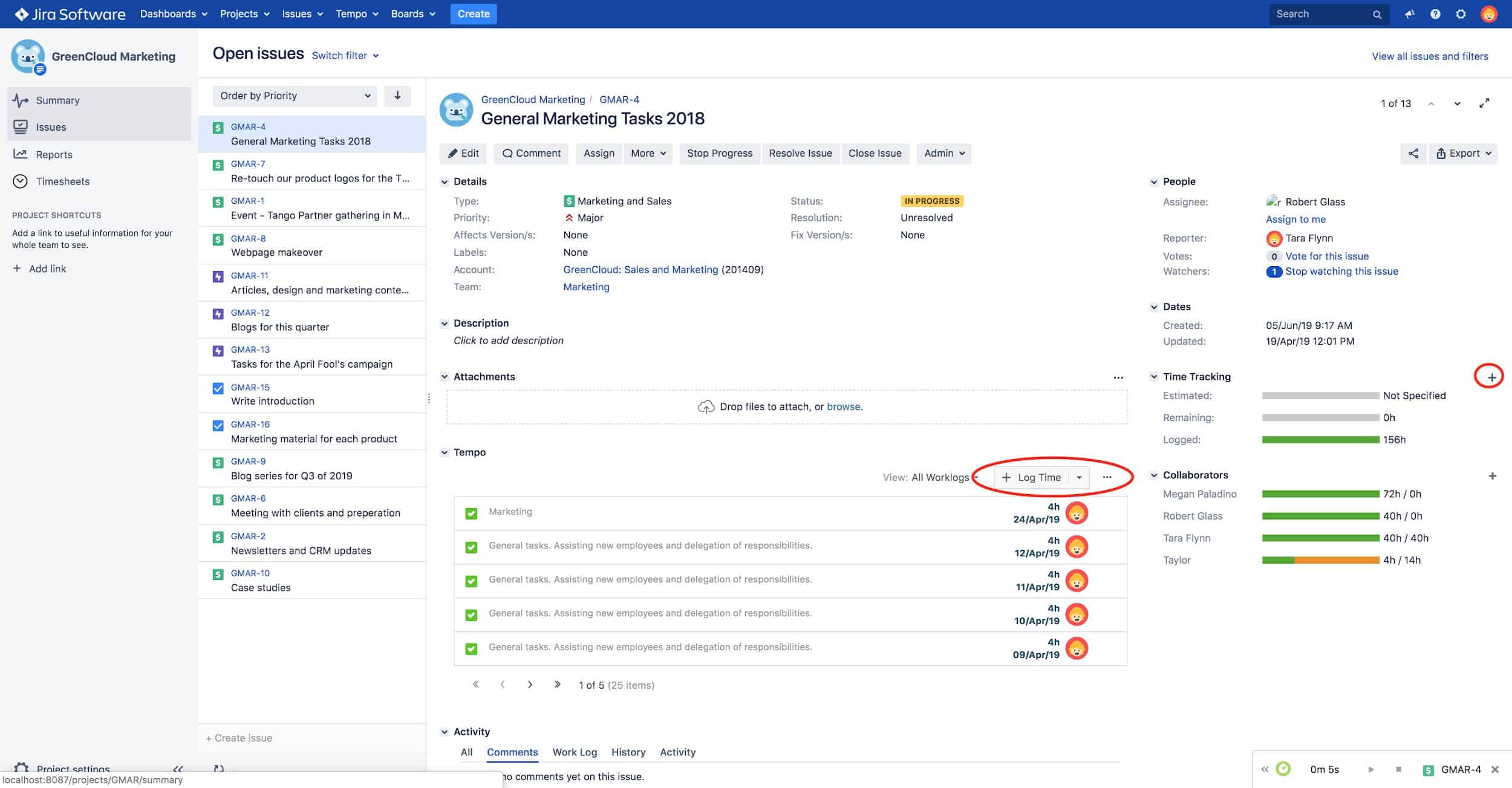 Log time directly in Tempo timesheets