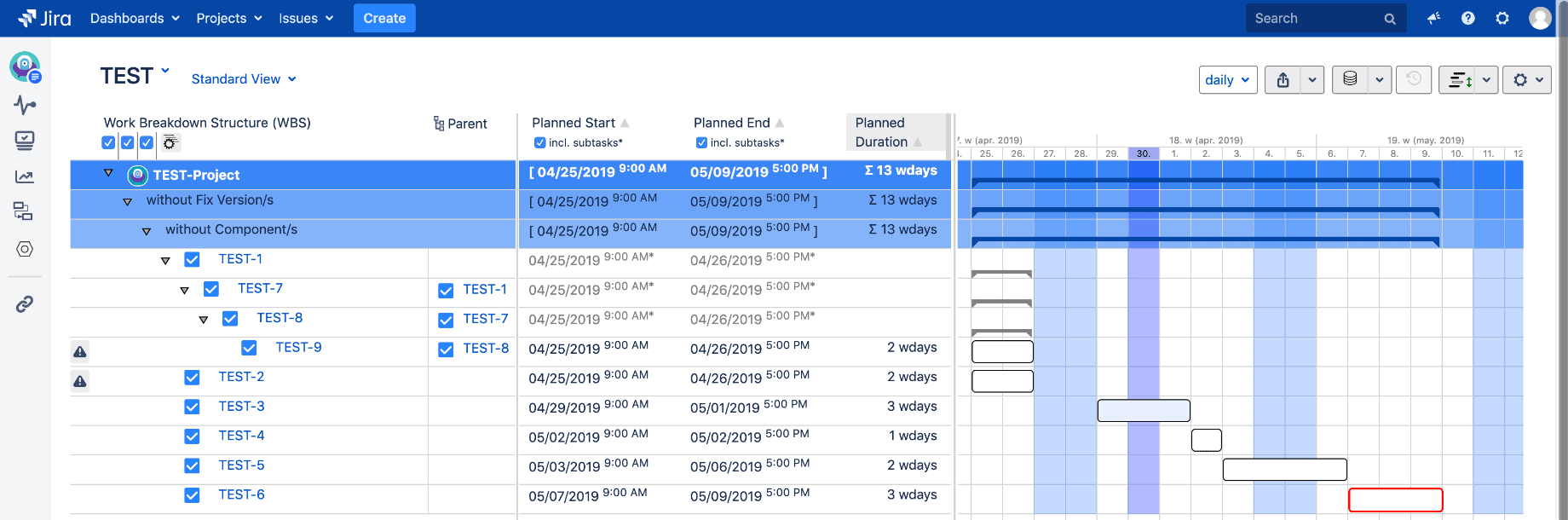gantt chart for jira