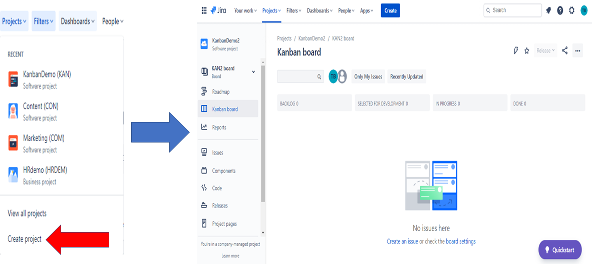 create kanban project in jira