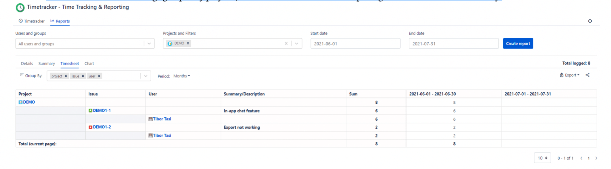 timesheet for jira time tracker 