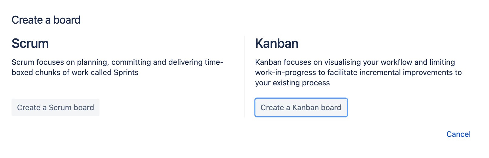 create kanban or scrum in jira