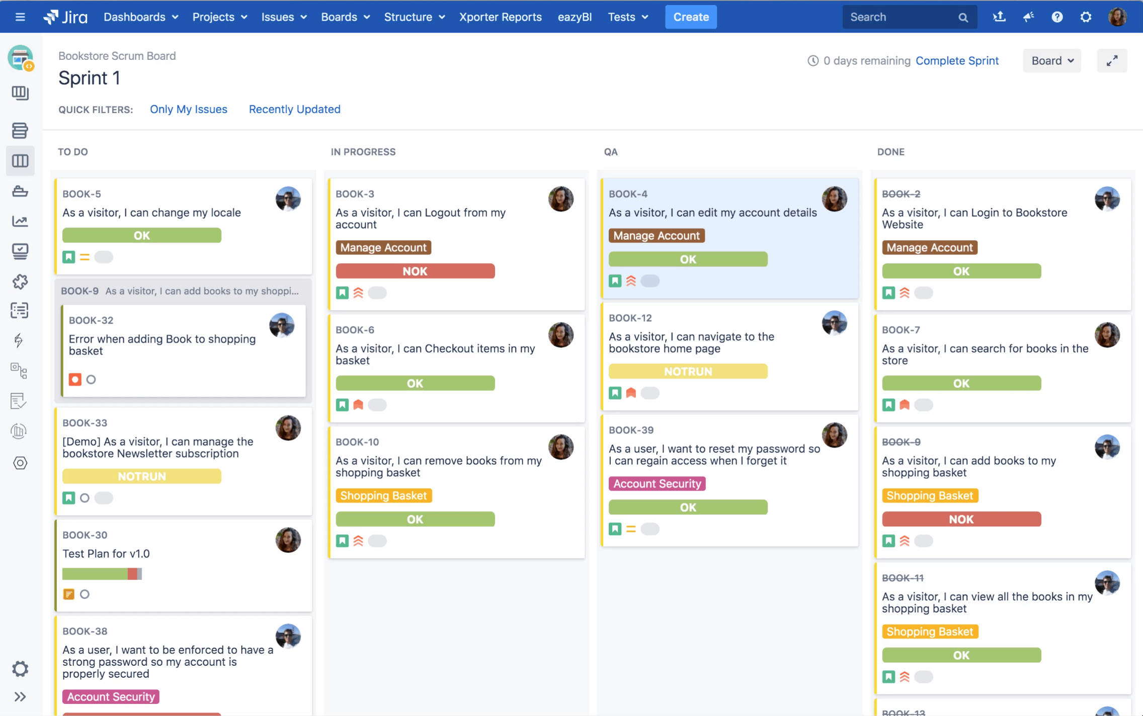 executing test in jira with xray