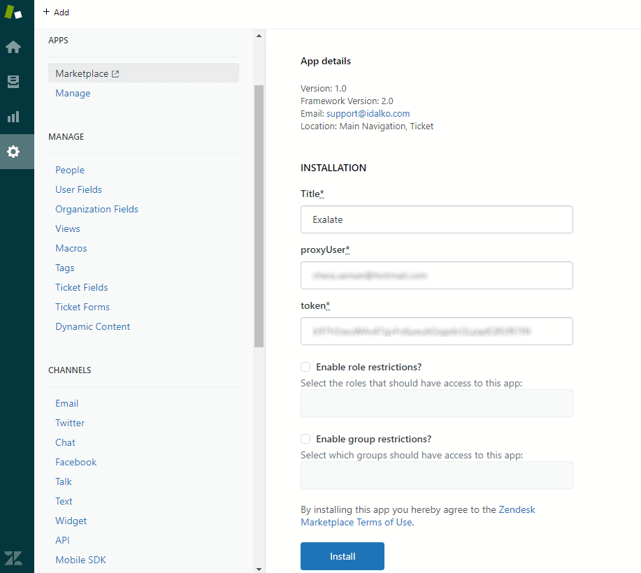 exalate for zendesk installation 