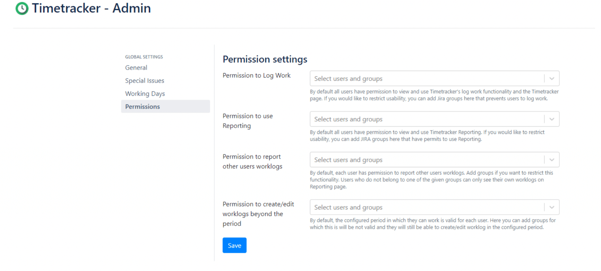 Jira Timetracker permissions 