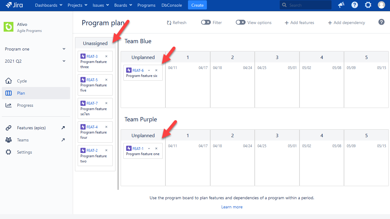 safe program plan in jira 