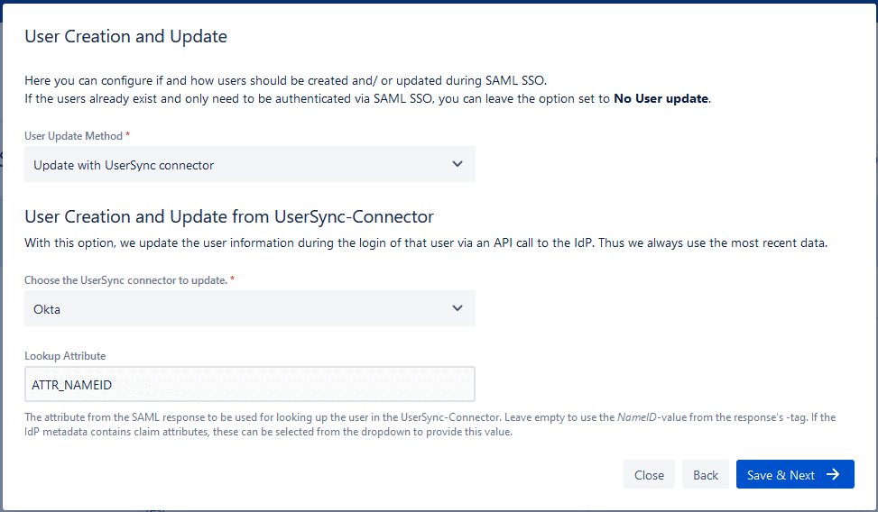 SAML User Sync Connector update