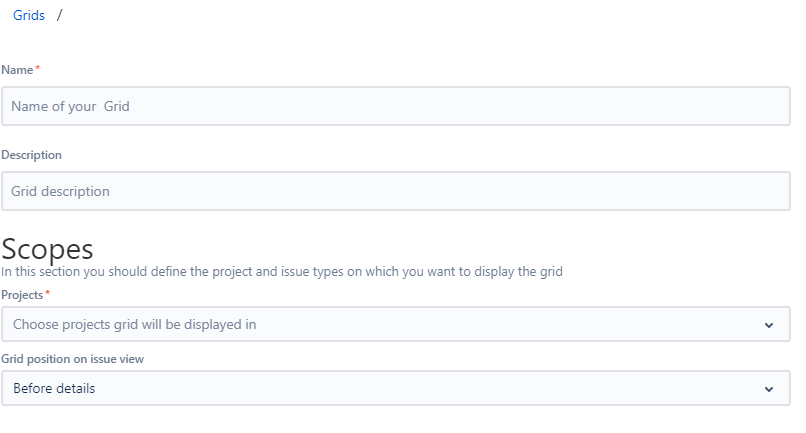 creating grids in Jira