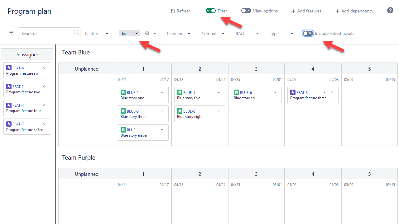 filters in jira safe app 