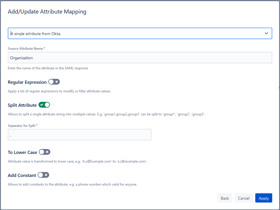 SAML SSO for Jira advanced mapping 