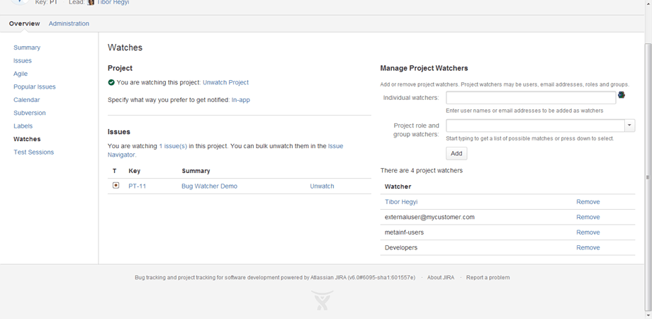 Workflow bug watcher in Jira