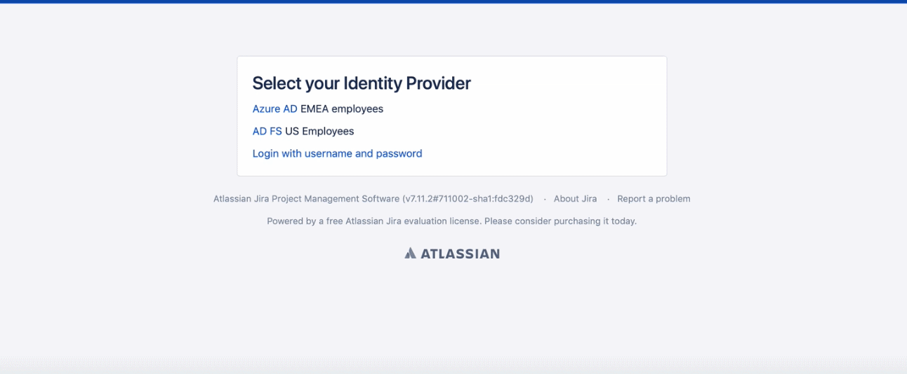Simple IdP selection page