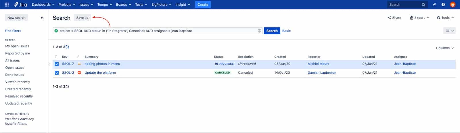 creating filters in jira 