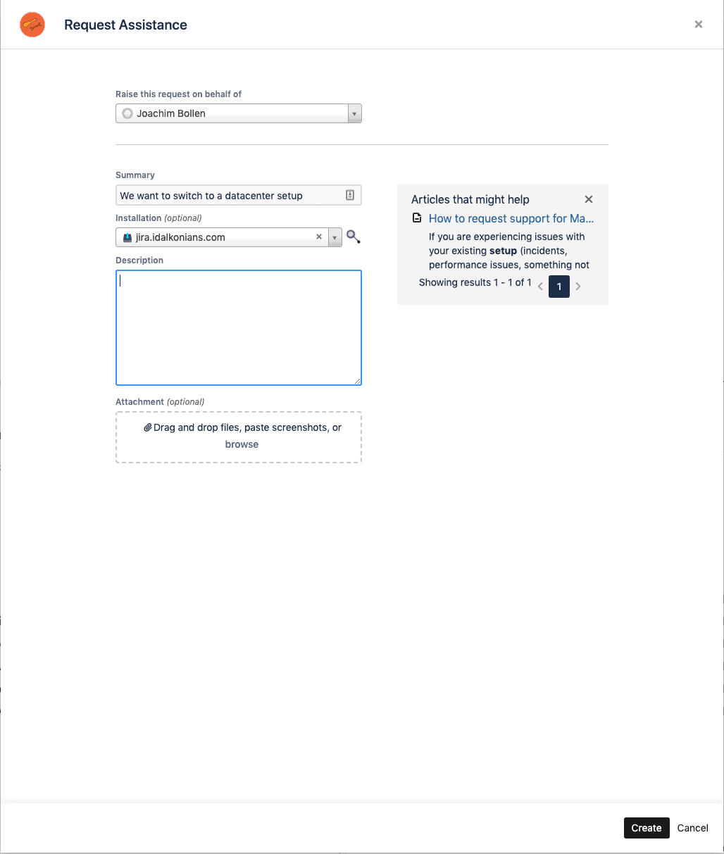 request assistance for managed services