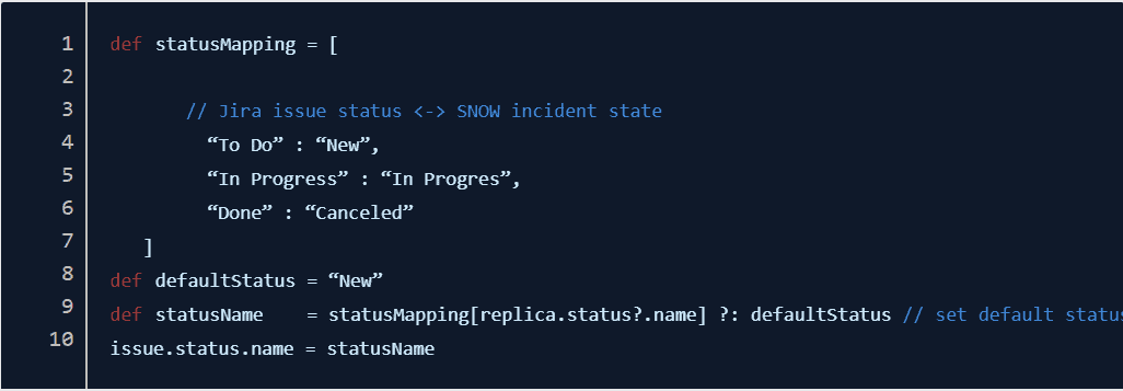 Example Jira Servicenow Integration