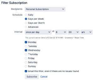 jira filter subscription 