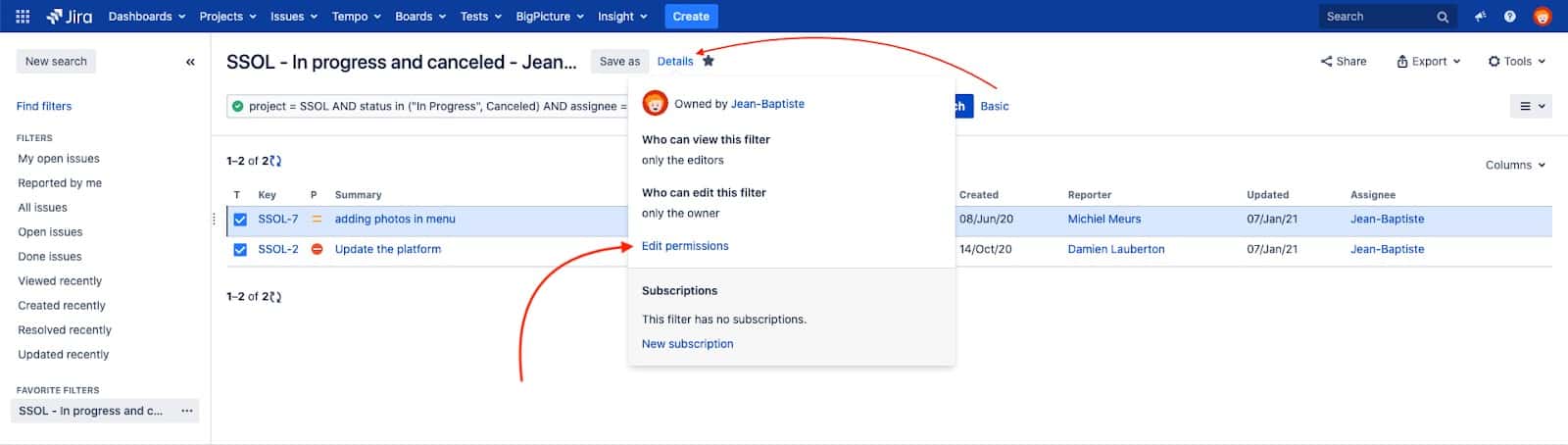 share jira filters 